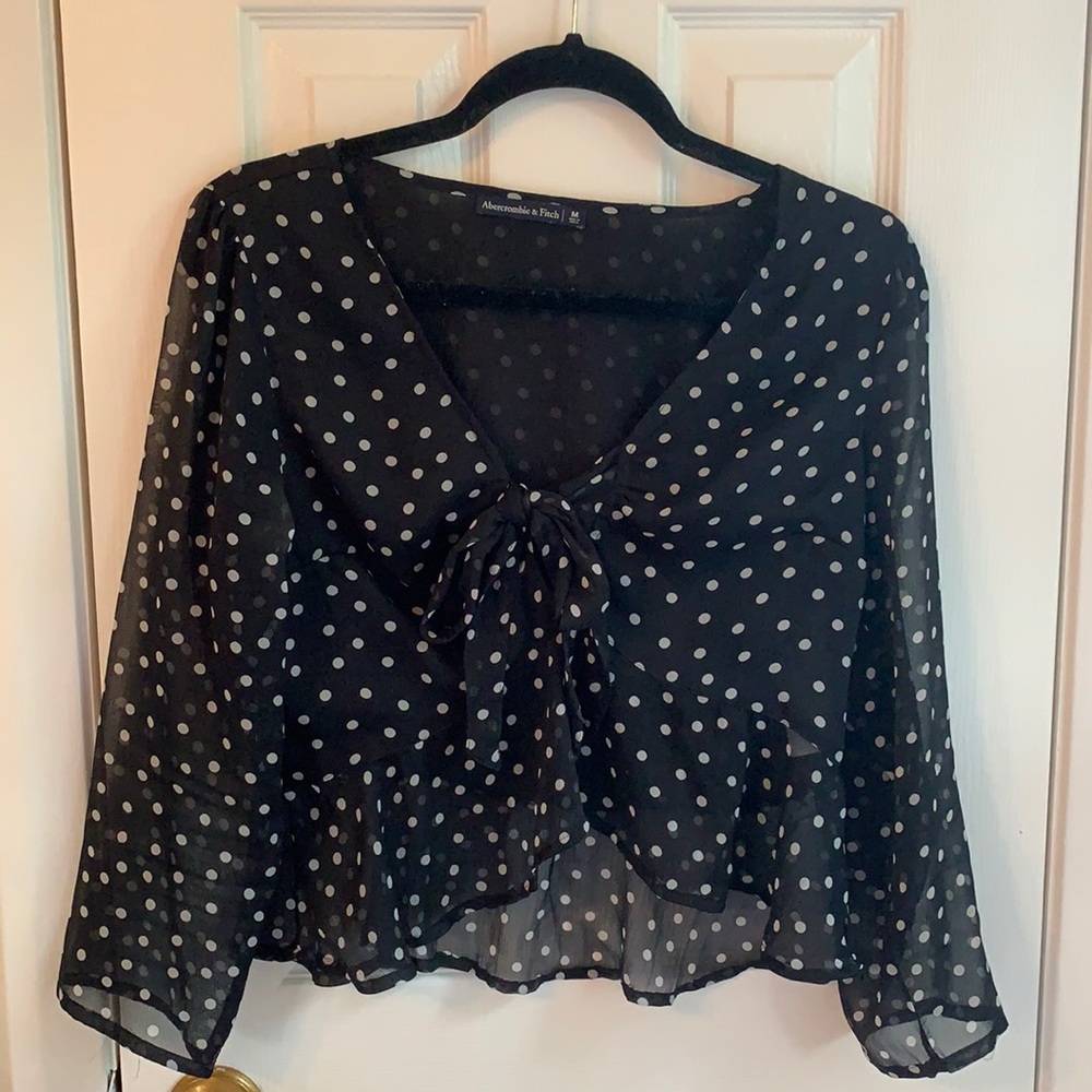 Abercrombie and Fitch polka dot tie front top